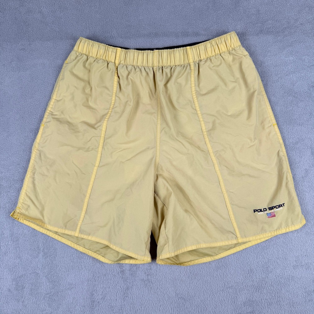 Polo Sport Ralph Lauren Mens XL Yellow Nylon Swim Trunks Mesh Lined Shorts